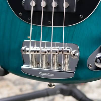 Ernie Ball Music Man StingRay 4 H Fretless Bass Translucent Teal - Used image 11