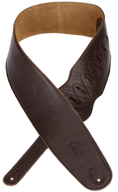Levy's M4GF-DBR 3.5-inch Padded Garment Leather Bass Strap - Dark Brown image 1