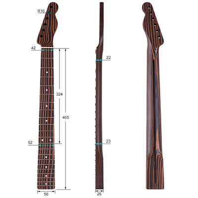 21-Fret Zebra wood Guitar Neck for Tele image 5