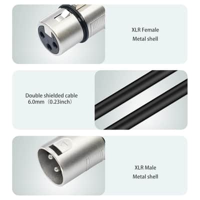 1.5Feet 3Pin Xlr Male To 2 Xlr Female Y Splitter 1 Male To 2 Female Audio Cable For Micphone Mixer Amplifier,5 Color(Red,Green,Blue,Yellow,Black)-5 Pack image 3