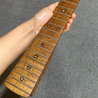 22 fret satin Roasted Flame Maple Electric guitar Neck Parts Inlay Locking nut image 2
