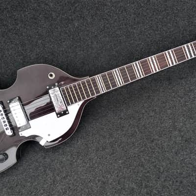 Hofner HI-459 Beatle 6 String Electric Guitar Trans Black Violin Body Shape image 2