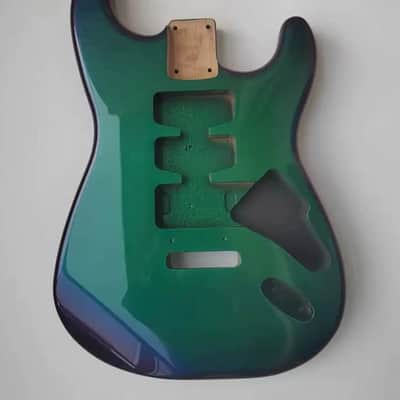 Green Purple Guitar Stratocaster Strat Style Alder Wood Body image 1