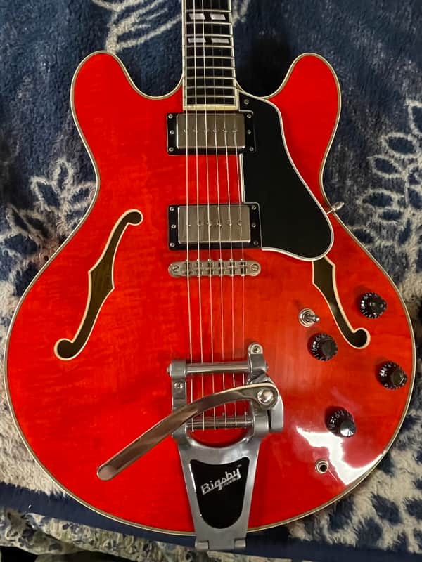 Eastman T486B-RD Thinline Archtop with Bigsby 2015, Red, near mint w/OHSC image 1