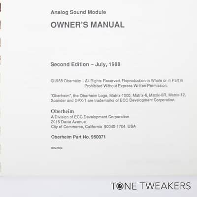 OBERHEIM MATRIX-1000 OWNERS MANUAL Synthesizer Module book VINTAGE GEAR DEALER image 4