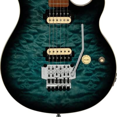 Sterling AX50QM Axis Electric Guitar, Roasted Maple Fingerboard, Yucatan Blue image 2