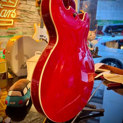Vintage Guitar  VINTAGE LVSA500CR Red LEFT HANDED Zurda Thin Line SEMI ACOUSTIC GUITAR    Cherry Red image 13