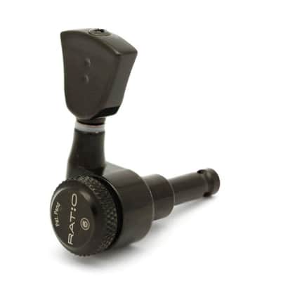 3+3 Ratio Electric Locking Machine Heads (PRL-8311, 8322, 8331, 8341, 8351) - Black / Vintage image 1