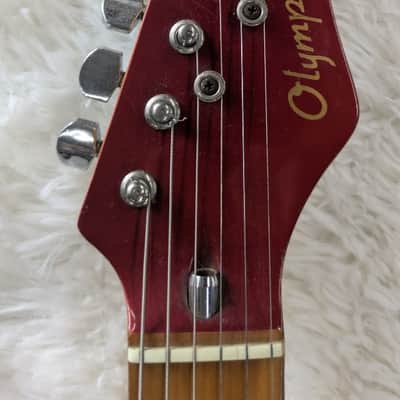 Olympic Strat-Style Electric Guitar Red & White EVH-Inspired Stripes – Used image 4