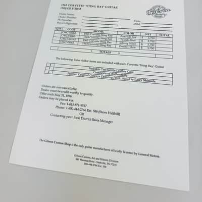 Gibson Custom Shop '63 Corvette Sting Ray SG Dealer Promo Pack 1996 image 5
