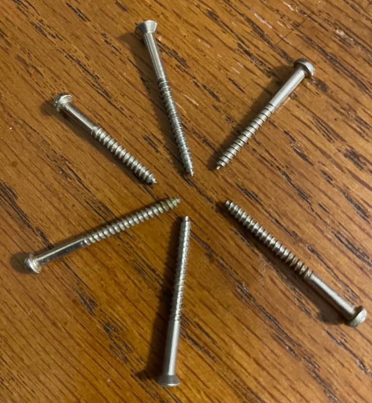 Vintage ORIGINAL 1950's - 70's Fender Precision and Jazz Bass also Gibson Long Mounting SCREWS (6) - RARE FIND! image 1