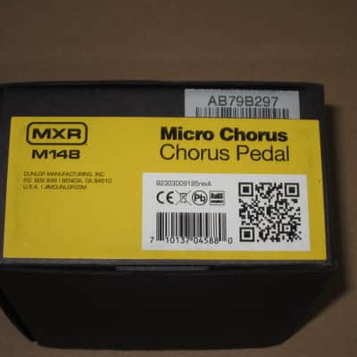 very lightly handled / mostly very clean MXR EMPTY BOX for M148 Micro Chorus Reissue (NO pedal) +original Instructions, original Warranty/Registration & MXR Quick Guide (2010s-2020s) BOX: black cardboard w/silver color MRX logo / LABELS yellow & black image 6