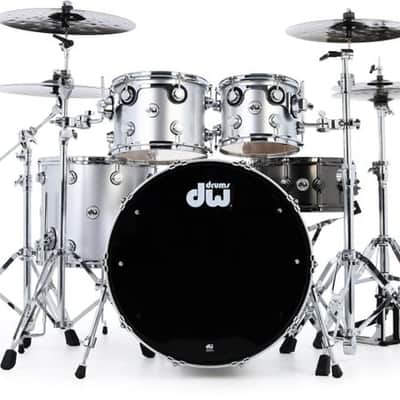DW Collector's Series 4-piece Shell Pack - Coarse Silver Metallic Lacquer image 2