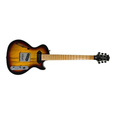 BootLegger Guitar Single Barrel Brown Red Black Burst Custom Case & Flask P90 & Single Coil image 3