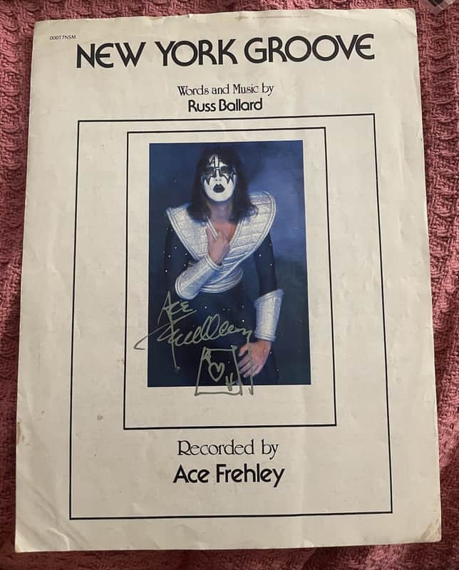 KISS Ace Frehley Signed New York Groove Sheet Music 1978 Aucoin image 1