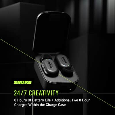 Mint Shure MoveMic Two Kit - Pro Wireless Lavalier Microphones with Camera Receiver for DSLRs, iPhone, Android, Mac & PC, 2 Bluetooth Mini Mics, 24 Hours Charge, IPX4, Portable Clip Lavs (MV-Two-KIT-Z7) image 4