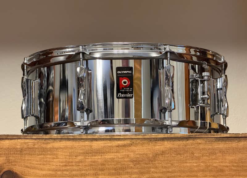 1960's Premier Olympic Chrome Over Steel Snare Drum 5x14 image 1