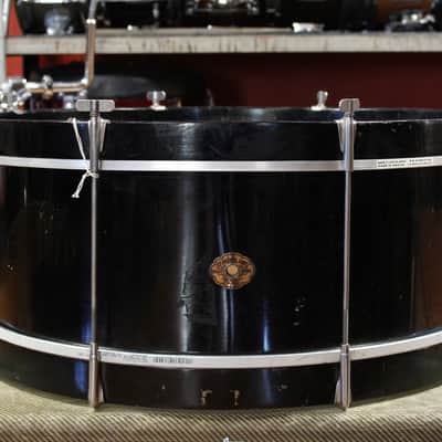 1930s Slingerland Bass Drum in Black Lacquer 9x22 image 2