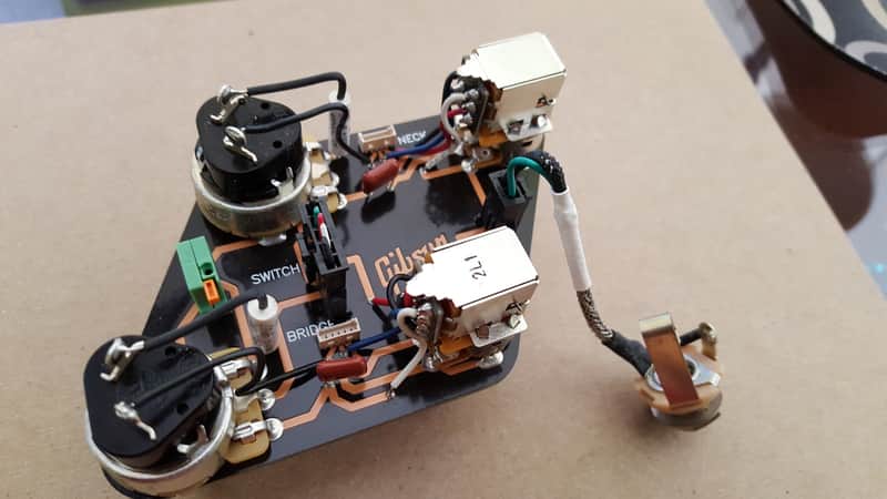Gibson PCB board with pots and jack quick connect wiring harness image 1