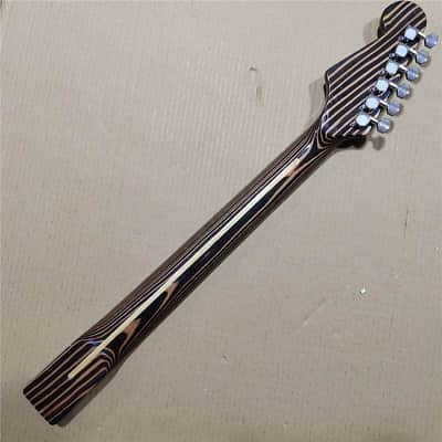 Zebra Wood Strat Style Guitar Neck with Machine Heads Pegs image 3