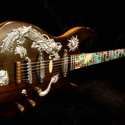 Blueberry Handmade Electric Guitar with Solid Silver and Gold Inlays image 13