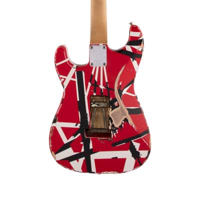 EVH Striped Series Frankenstein Frankie Maple - Red with Black Stripes Relic image 3