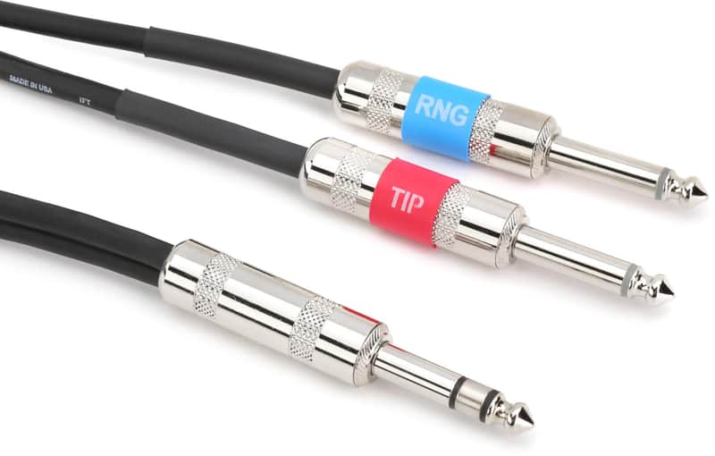 ProCo IPBQ2Q-5 1/4-inch TRS Male to Dual 1/4-inch TS Male Insert Cable - 5 foot (5-pack) image 1