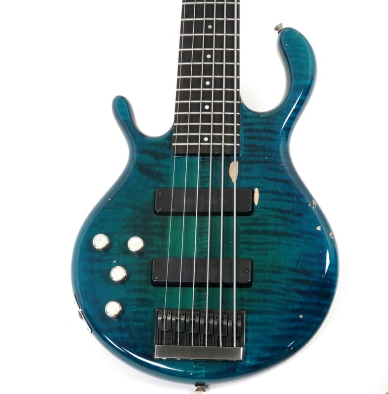 1994 Pedulla  MVP 6 Left Handed- Blue Green Burst - Rare Lefty 6 String Bass - Players Condition -Flamed Maple image 1