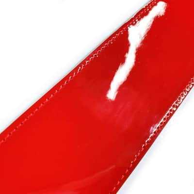 Premium Red Patent Leather Guitar Strap - Shiny Red Leather Guitar Strap - 100% image 2