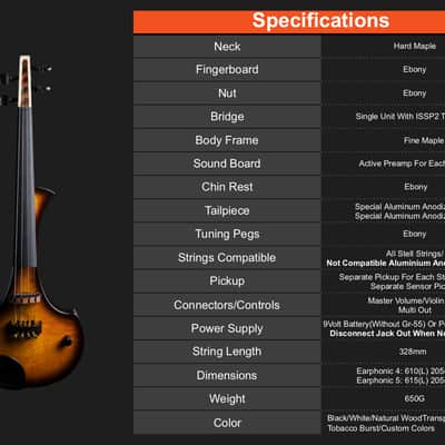 Cantini Earphonic Electric/Midi Violin "Occhietto" 4 Strings Tobacco Burst image 5