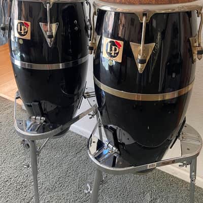 Latin Percussion Carlos “Patato” Valdez Congas Fiberglass Mid-90s - Black with stands image 3