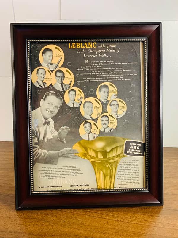 |Original| Color 1960 Down Beat Magazine LeBlanc  Horns Promotional Ad Feat. Lawrence Welk |Framed| image 1