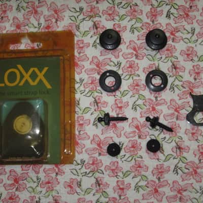 New Old Stock (in original package) LOXX 13679 Strap Lock System for Electric Guitar/Bass (Black) E & B Black (STANDARD) - from late 2010s to early 2020s - metal, stainless steel with black finish (the tool is stainless steel, silver) image 1