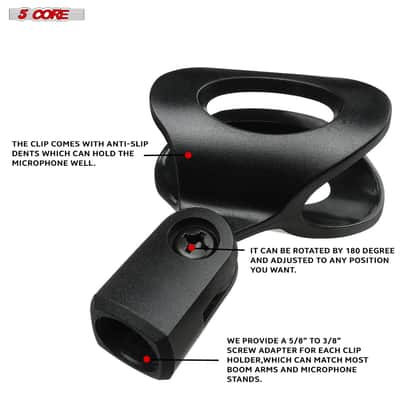 5 Core Microphone Clip Holder 2 Pieces with Screw Adapters 5/8 to 3/8 Inch image 9