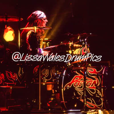 Rikki Rockett's POISON, 1991 Native Tongue Tour DW 5-Piece Drum Set, Purple Sparkle Flame image 2