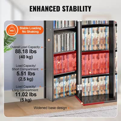 Media Storage Cabinet – 4-Layer Adjustable DVD/CD Shelf, Espresso Finish, Holds Up to 576 CDs image 5
