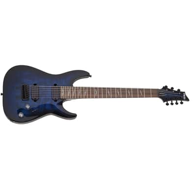 Schecter Omen Elite-7 7-String Electric Guitar - Rosewood Fingerboard, See-Thru Blue Burst image 9
