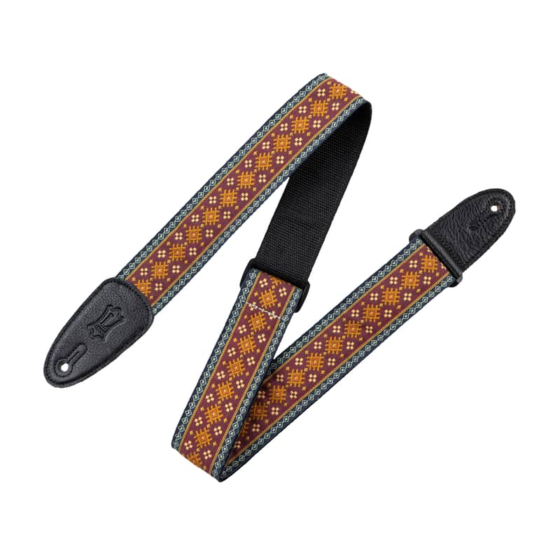 Levy's Original Hootenanny Series 2" Red Aztec Hootenanny Jacquard Weave Guitar Strap image 1