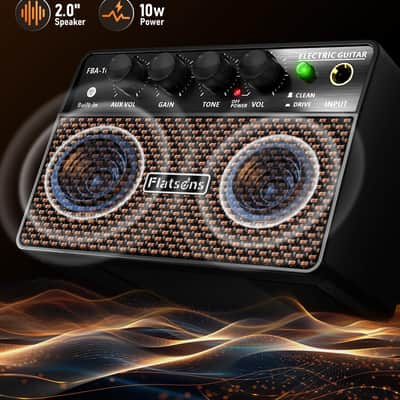 Flatsons FBA-10 Guitar Amp, 10W Mini Electric Guitar Amplifier with Clean/Drive Channel, 6H Working, USB-C Rechargeable, 3.5mm Headphone/AUX Jack, Wireless Portable Amp for Indoor Practice, Traveling image 3