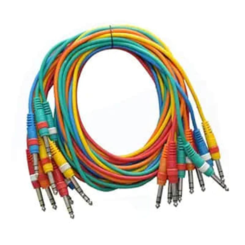 10 Pack 5' TRS Jumper Patch Cables - Multiple Colored Cords image 1
