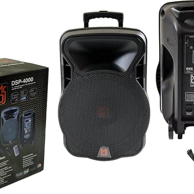 2 15" 4000W Bluetooth DSP FM Radio USB Portable PA DJ Speaker & Stands Pair image 2