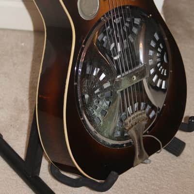 1930s -70s vintage USA Dobro resonator slide guitar nice square neck National with case image 3