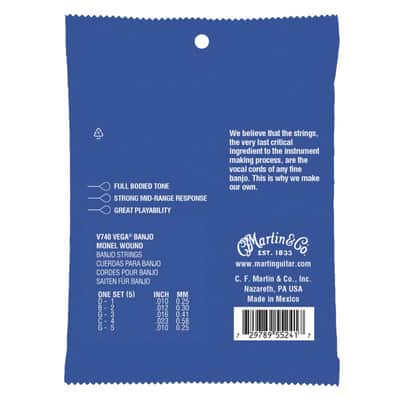 Martin V740 Vega Monel Wound 5-String Banjo Strings, Medium image 2