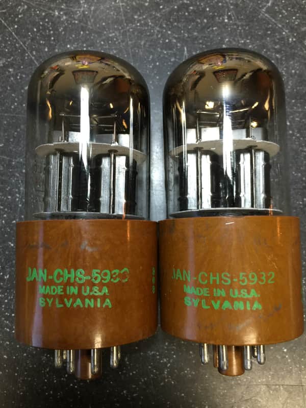 Curve Tracer Matched Pair Sylvania 5932 / 6L6WGA 1953 Military Brown Base Black Plate image 1