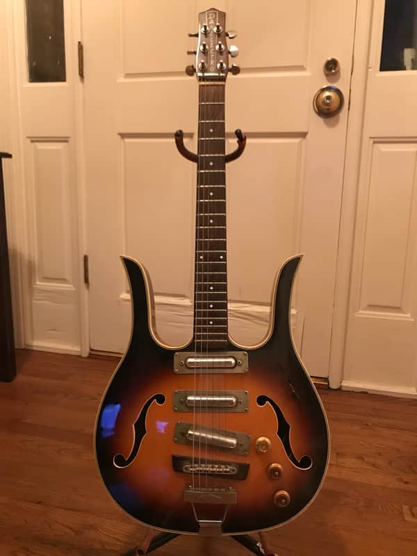 Danelectro neck on a Longhorns body.  Late 1960’s Aged Faded Tobacco Burst image 1