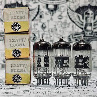 GE 12AT7 / ECC81 Set PreampTubes 1970s - Tested image 1