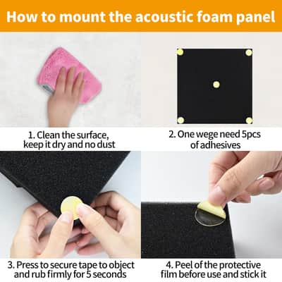 300 Pack Yellow Point Double-Sided Adhesive Dots for Acoustic Soundproofing Foam Panels image 5