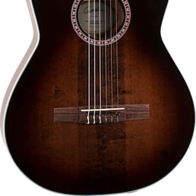 Godin Arena Pro CW EQ Thinline Acoustic-Electric Classical Guitar, Solid Spruce Top, Bourbon Burst image 2