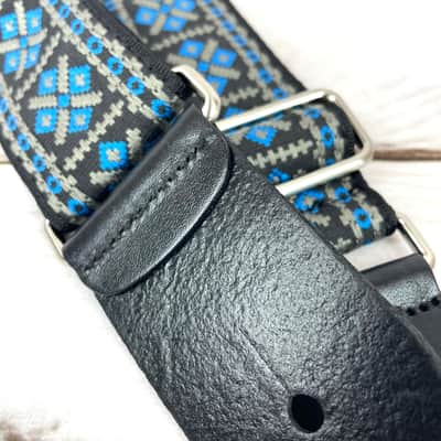 Walker & Williams H-13-M Vintage Series Woven Hootenanny Hippie Strap Blue & Grey image 8