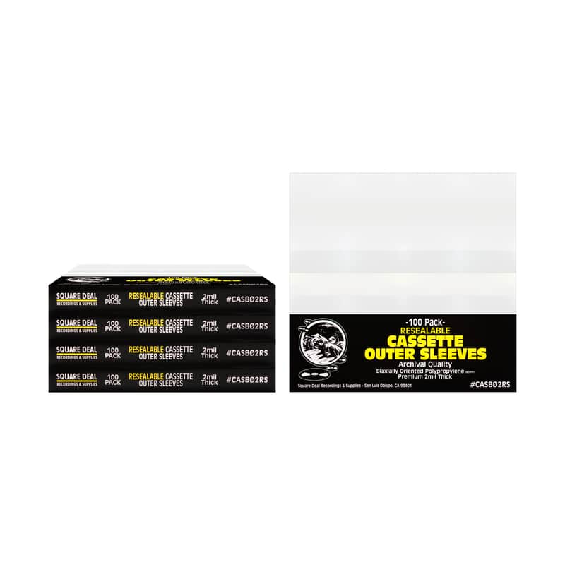 (500) Cassette Sleeves - RESEALABLE Premium 2mil Thick - Archival Quality, Crystal Clear, With Flap - Holds 1 Standard Cassette image 1